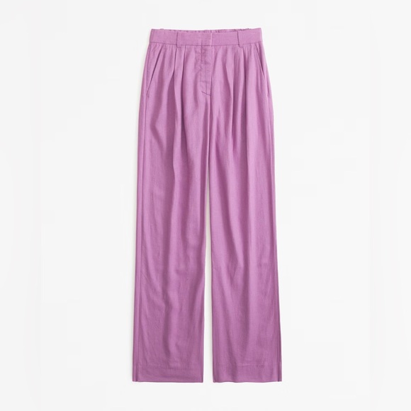 A&F Purple Sloane Linen Blend Wide Leg Pants Size 28/6L - Picture 2 of 7